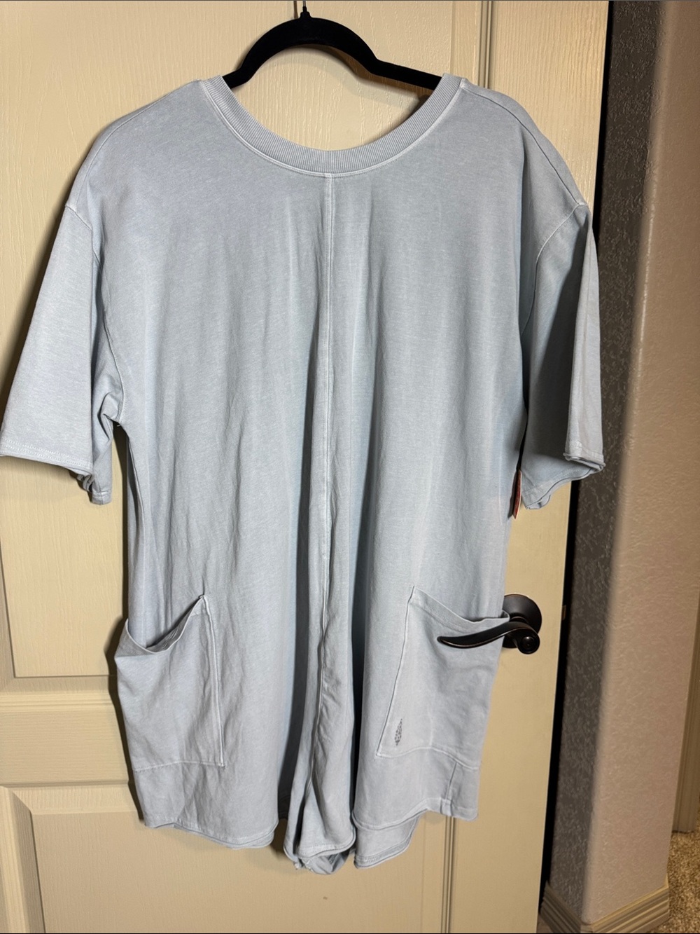 Light Grey Short Sleeve Pocket Romper Size M